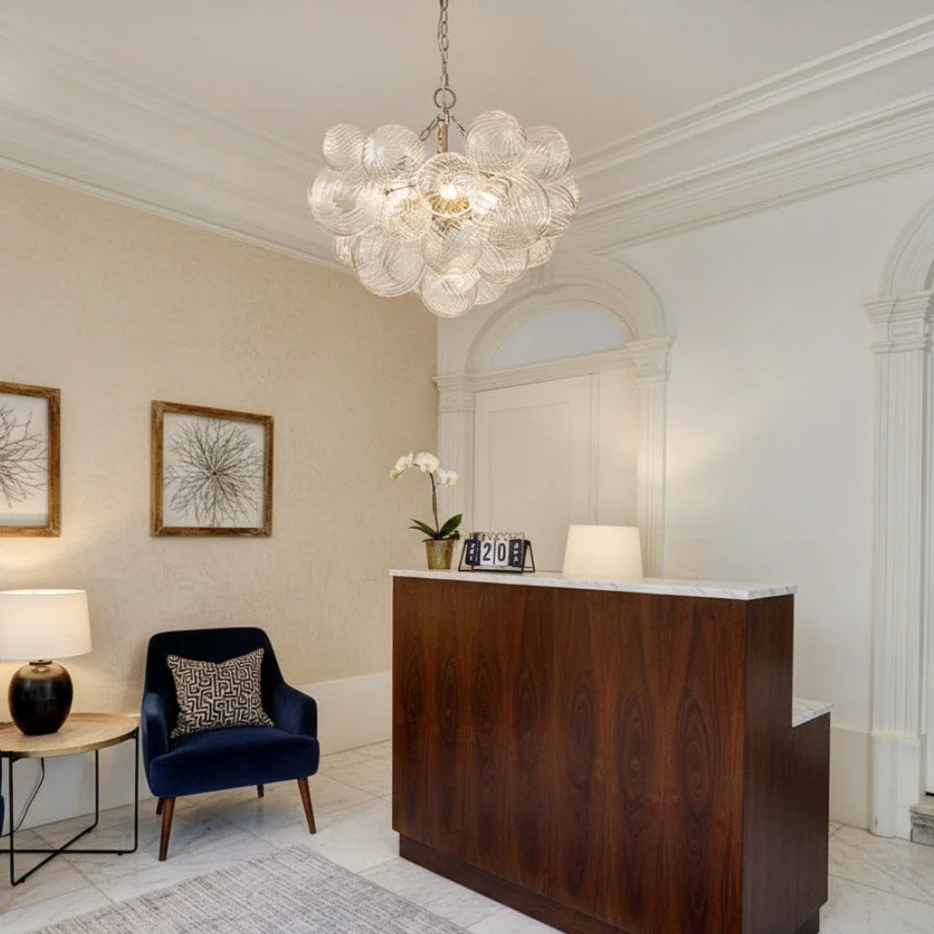 Eleni Clear Ribbed Glass Bubble Chandelier