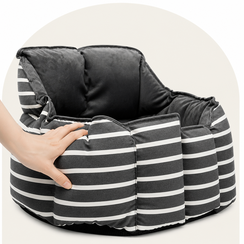 DogBedHouse Washable Plush Dog Car Booster Seat (Clip-On Leash)