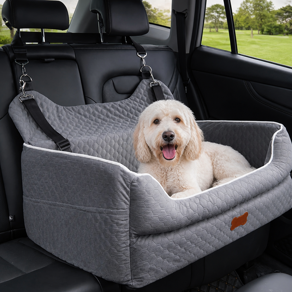 DogBedHouse Thick Padded Dog Booster Seat (Removable & Washable Cover)