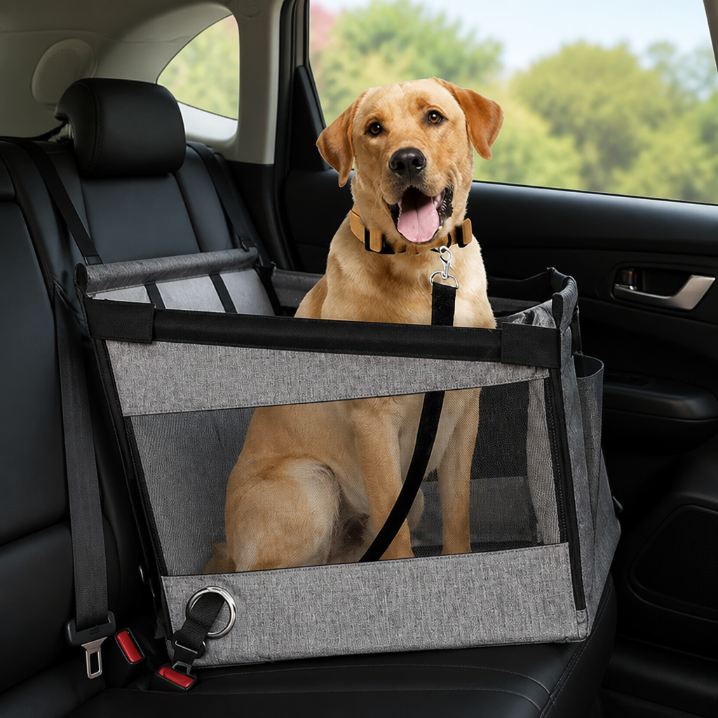 DogBedHouse Waterproof Mesh & Safety Attachments Pet Car Seat