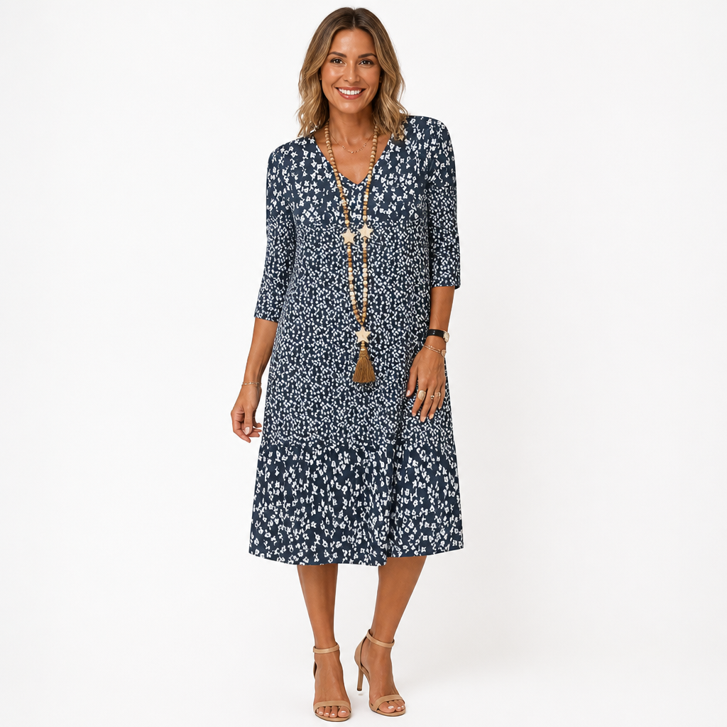 Women's Midi Dress | Regular Fit | Classic Cut, Tailored Seams | Summer Dress | Wedding Guest Outfit | Smart Casual | Workwear