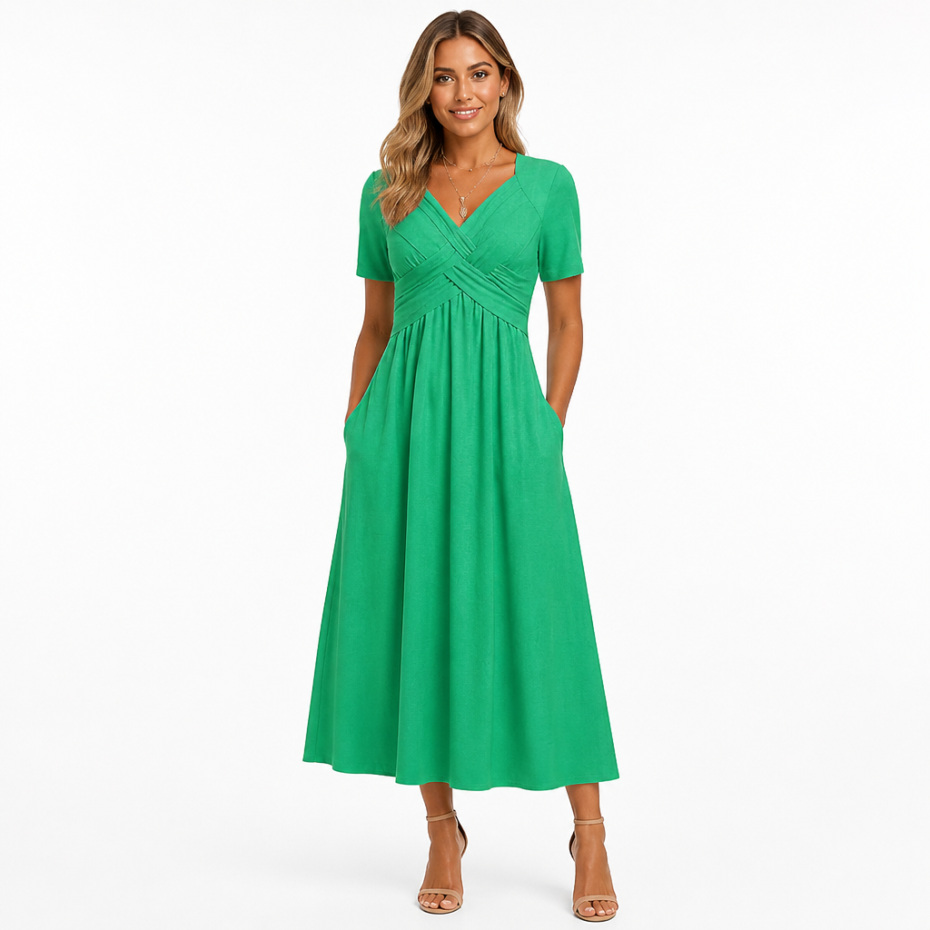 Women's Dress Built-in Tummy Control | Regular Fit | Elasticated Waist, Midi Length | Summer Dress | Wedding Guest Outfit