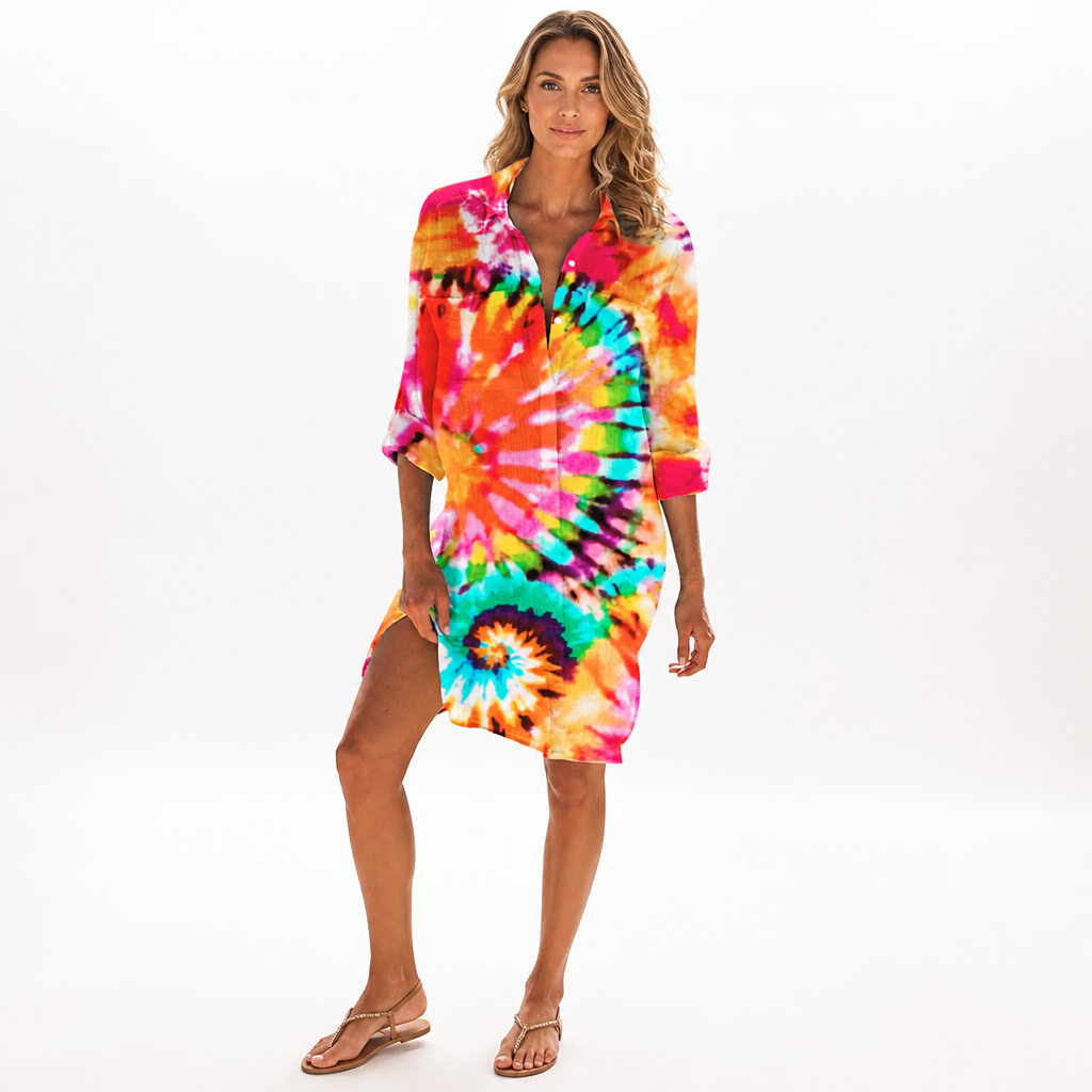 Women's Cotton A-Line Midi Dress | Relaxed Fit | Printed Skirt, Flared Silhouette | Summer Dress, Beach & Garden Party