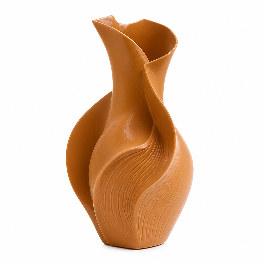 Keramikvase 18cm | Nordisches abstraktes Grasdesign | Getrocknete & echte Blumen | Schreibtisch- & Wohnzimmerdekoration