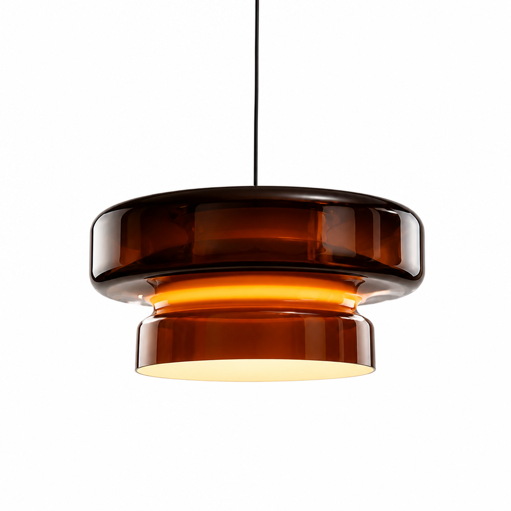 Hängende Pendelleuchte | Moderner Runder LED-Ring | Glasschirm, 36 cm Durchmesser