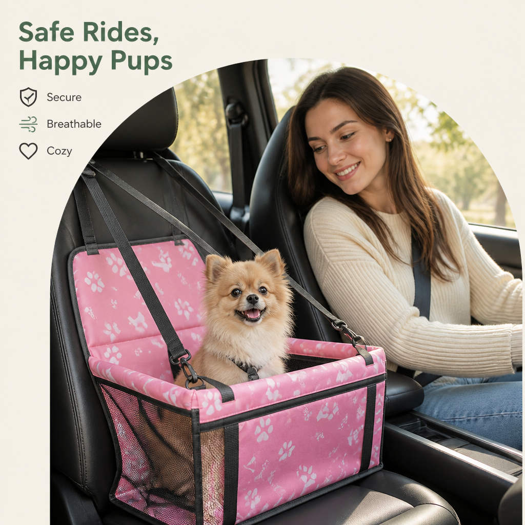 DogBedHouse Adjustable Safety Strap Dog Car Seat (Foldable)