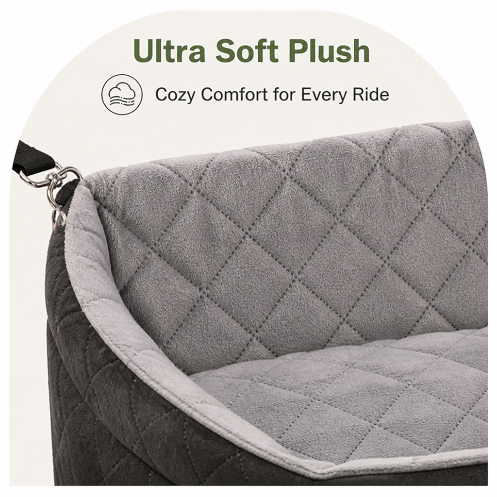 DogBedHouse Washable Plush & Non-Slip Car Seat Booster