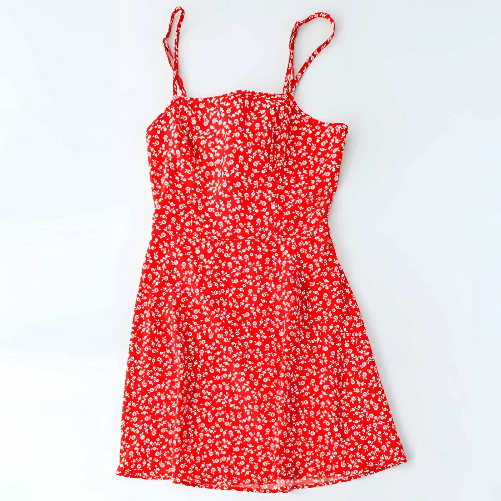 Vibrant Floral Print Sundress - Red Sleeveless Summer Dress