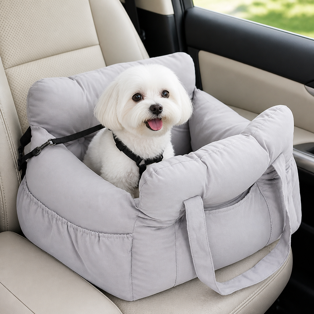 DogBedHouse Non-Slip & Washable Booster Dog Car Seat (Adjustable Safety Straps)