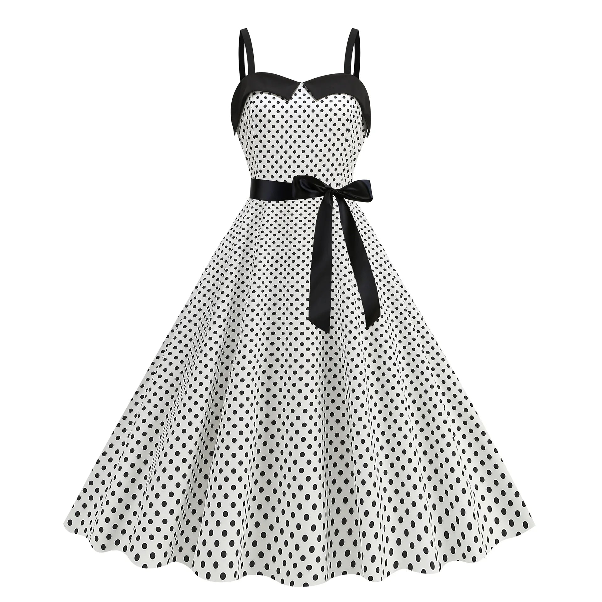 Elegant Women Polka Dot Dress Summer Hepburn 1950s 60s Vintage Sexy Halter Rockabilly Retro Party Office Dresses 2026 Robe Pinup