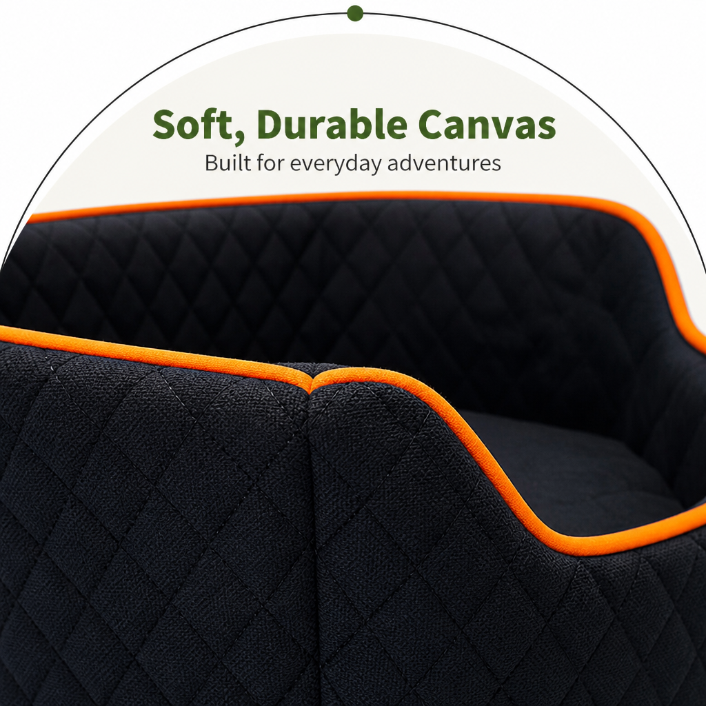 DogBedHouse Washable Canvas & Non-Slip Car Booster Seat (Up To 40 lb)