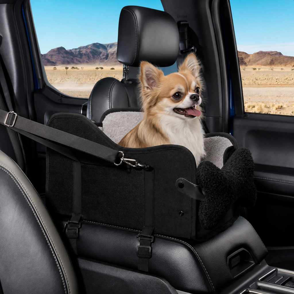DogBedHouse Adjustable Height & Safety Harness Car Booster Seat