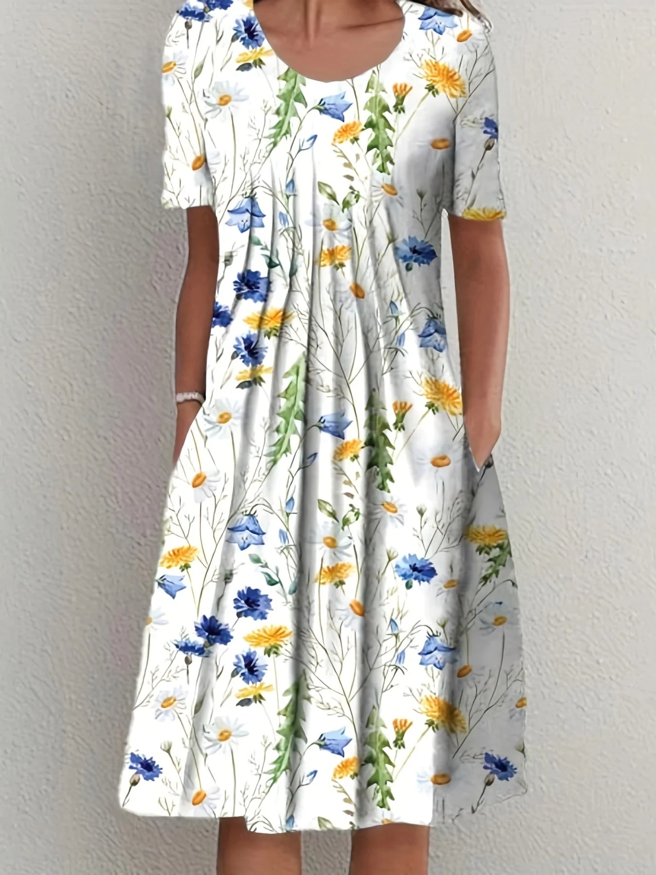 Elegant Women's Short-Sleeved round Neck Dress Printed Large Skirt  Summer 2026 New Collection Fashionable Casual Maxi Dress