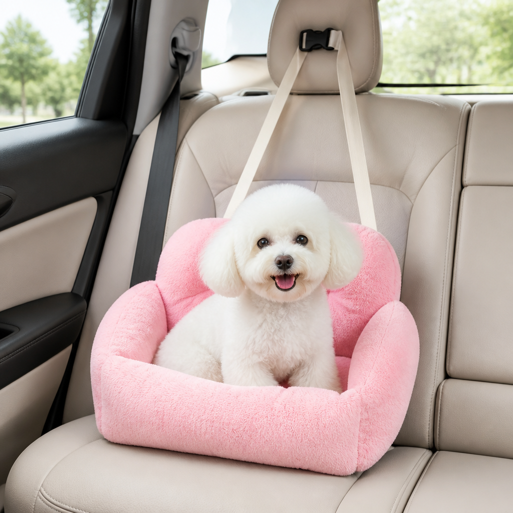 DogBedHouse Cushioned Plush Washable Car Seat Cover (Foldable Hammock)