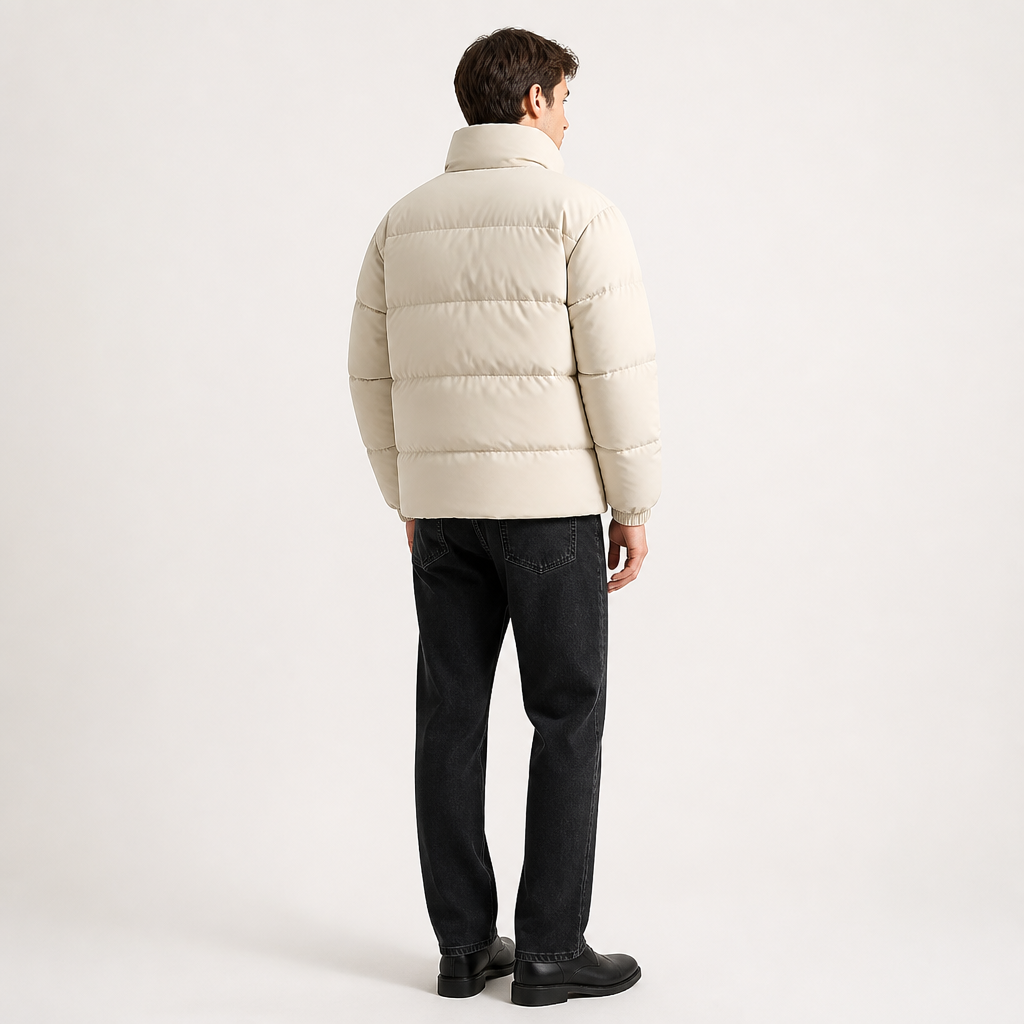 Men's Down Puffer Jacket Down-Filled | Regular Fit | High Collar, Front Zip, Insulated | Winter Coat | Smart Casual