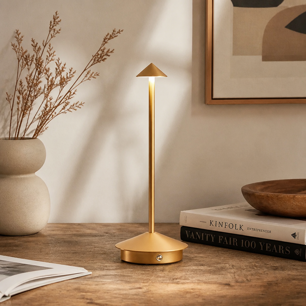 USB Touch Table Lamp | Vintage Style Dimmable LED | Metal & Acrylic | 30cm Height