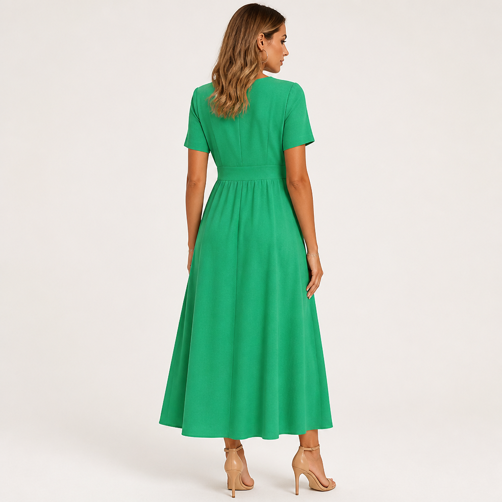Women's Dress Built-in Tummy Control | Regular Fit | Elasticated Waist, Midi Length | Summer Dress | Wedding Guest Outfit