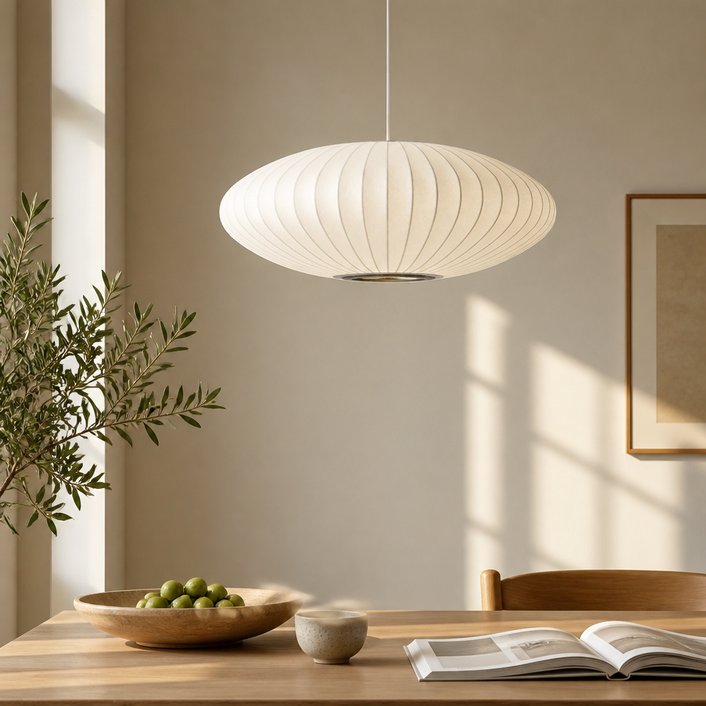 Pendant Light | Modern Wabi-Sabi Silk Shade | E27 Socket & Dimmable Compatible | Adjustable Height
