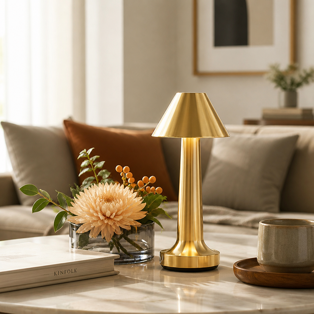 Wireless Table Lamp | Retro Dimmable Design | Metal Rechargeable | Cozy Ambient Lighting