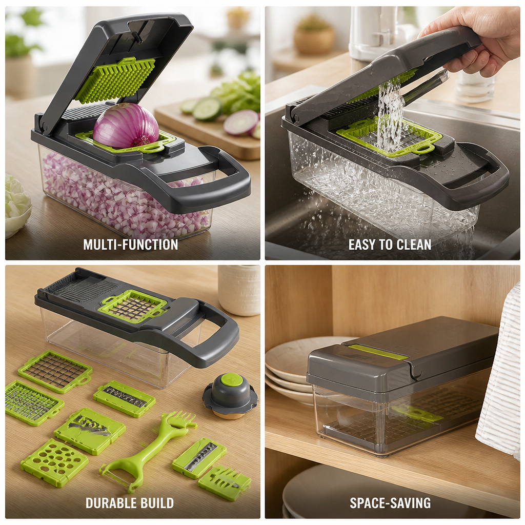 Durable ABS Multi-Function Vegetable Chopper (Includes Container)