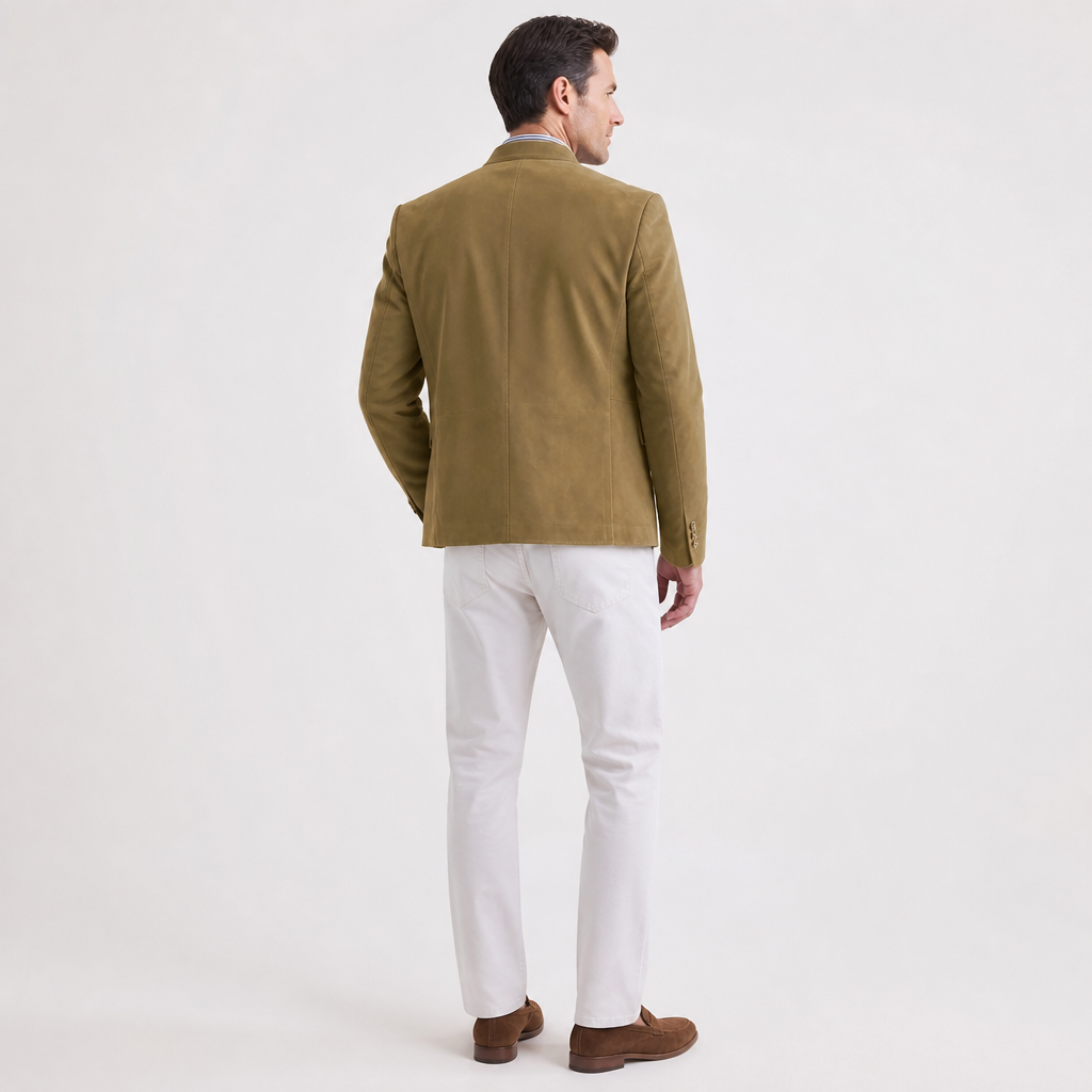 Men's Suede Blazer | Regular Fit | Single-Breasted, Button Closure, Notch Lapel | Smart Casual Business Casual