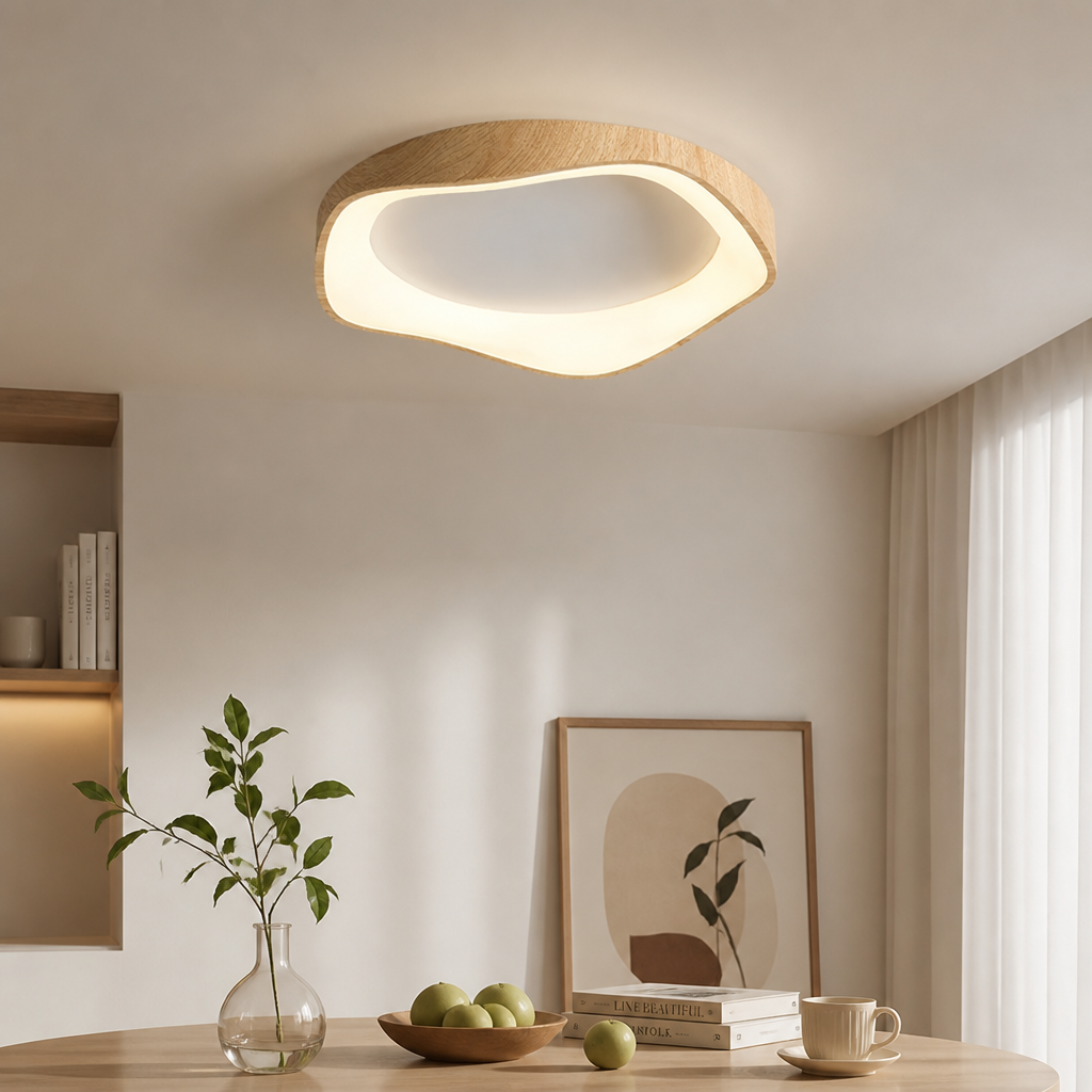 LED Ceiling Light | Modern Wood Grain Design | Dimmable & Tricolor | Bedroom Living Dining