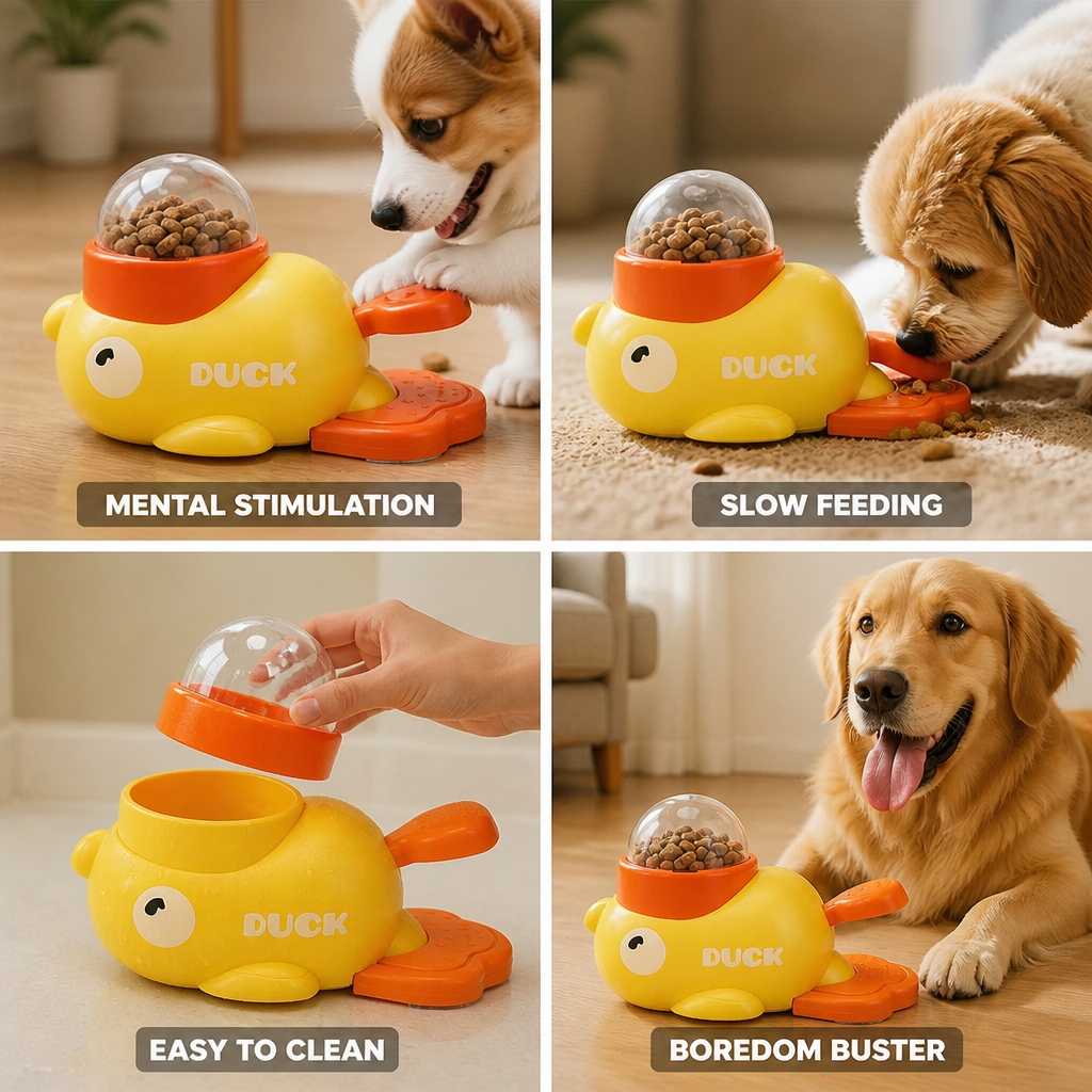 Slow-Feeding Interactive Dog Treat Dispenser (Duck-Shaped)