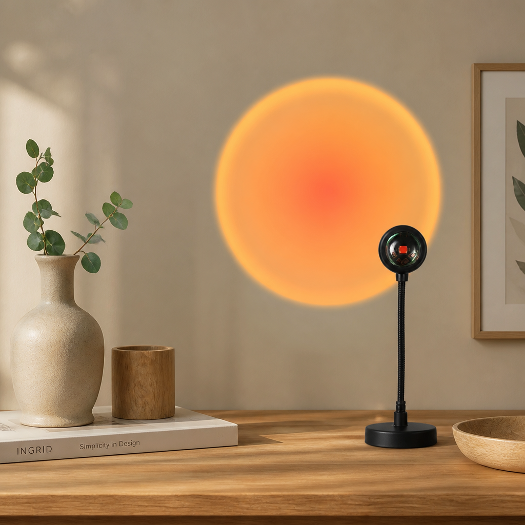 Sunset Projection Lamp | Multi-Angle Rotating Design | USB-Powered | Mood Lighting