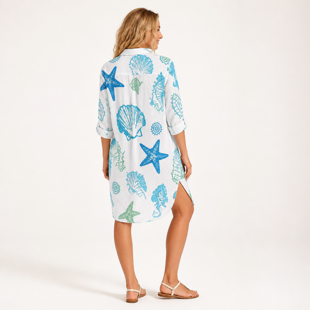 Women's Cotton A-Line Midi Dress | Relaxed Fit | Printed Skirt, Flared Silhouette | Summer Dress, Beach & Garden Party