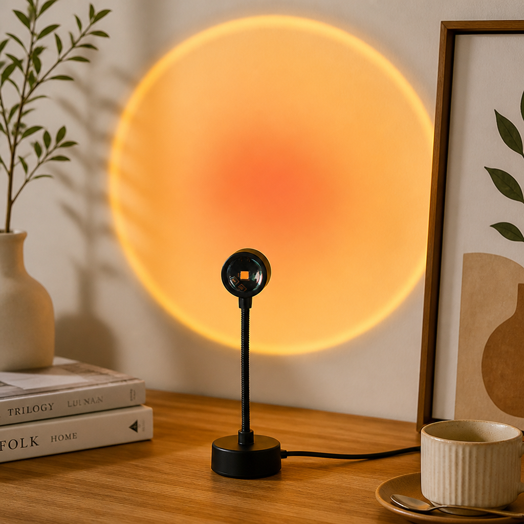 Sunset Projection Lamp | Multi-Angle Rotating Design | USB Powered & Portable Ambient Lighting
