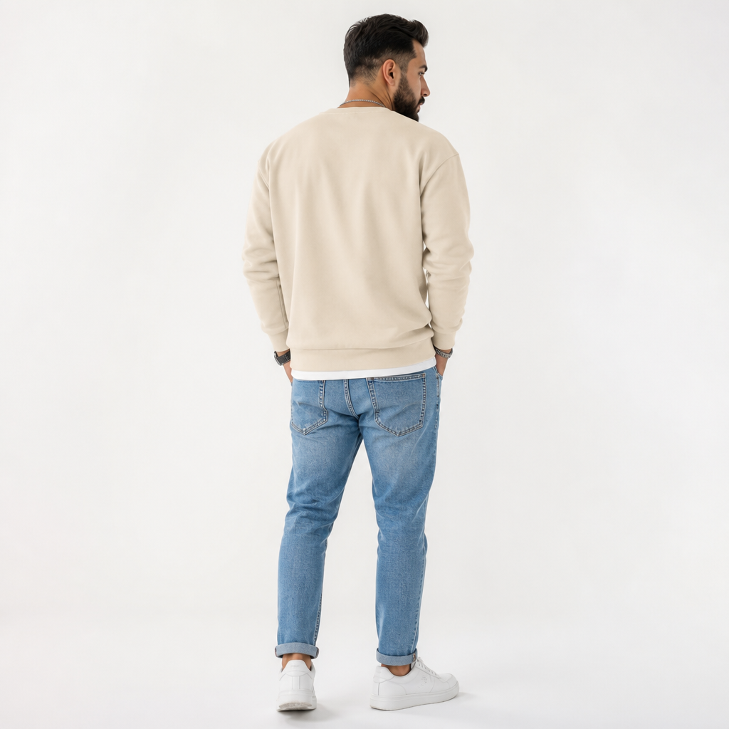 Men's Polyester Crewneck Sweatshirt | Regular Fit | Minimalist Urban, Bird Logo | Casual Streetwear, Winter Layering