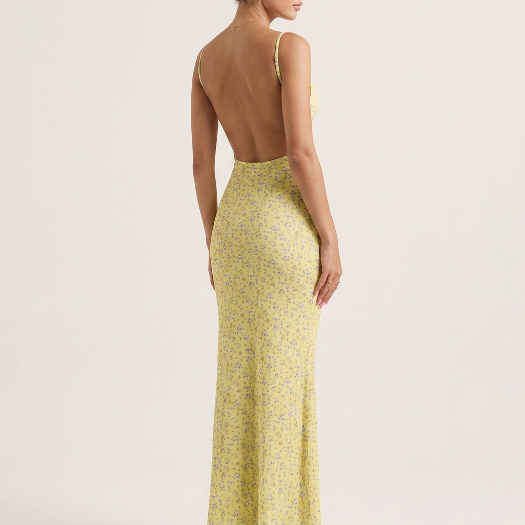 Floral Slim-Fit Backless Sundress