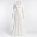 Lace Dress for Women | Long Sleeve Capelet | Drawstring Waist & Lace Embroidery | Comfortable Fit