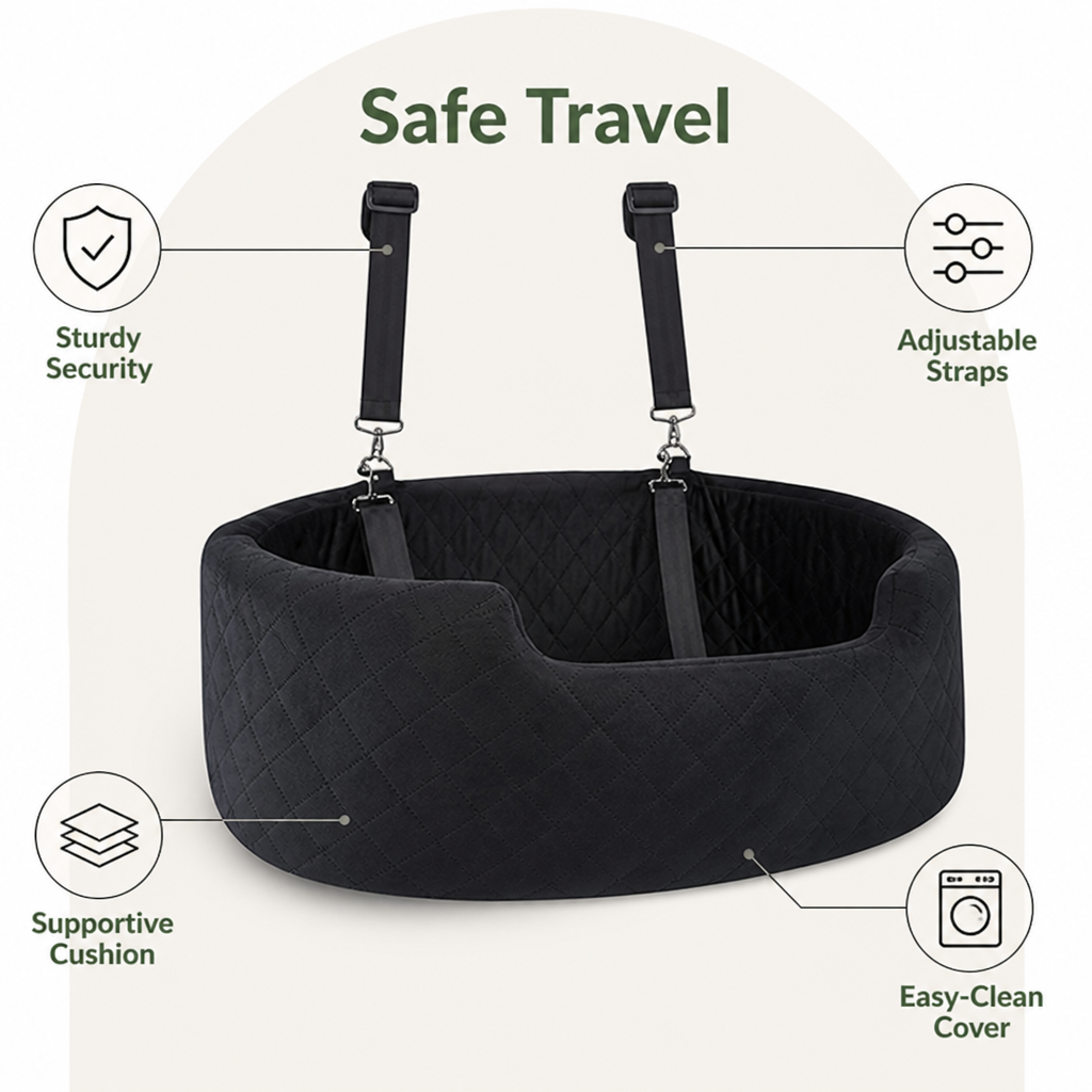DogBedHouse D30 Rebound Sponge Car Seat Booster (Removable Washable Cover)