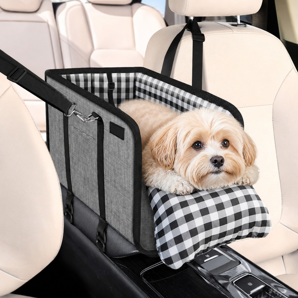 DogBedHouse Safety Belt & Soft Cushion Dog Car Seat (Console Booster)
