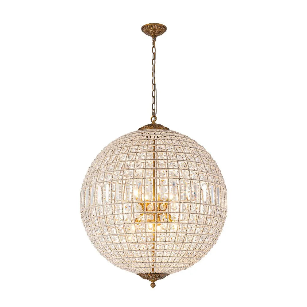 Vera Vintage Antiqued Globe Crystal Chandelier Light
