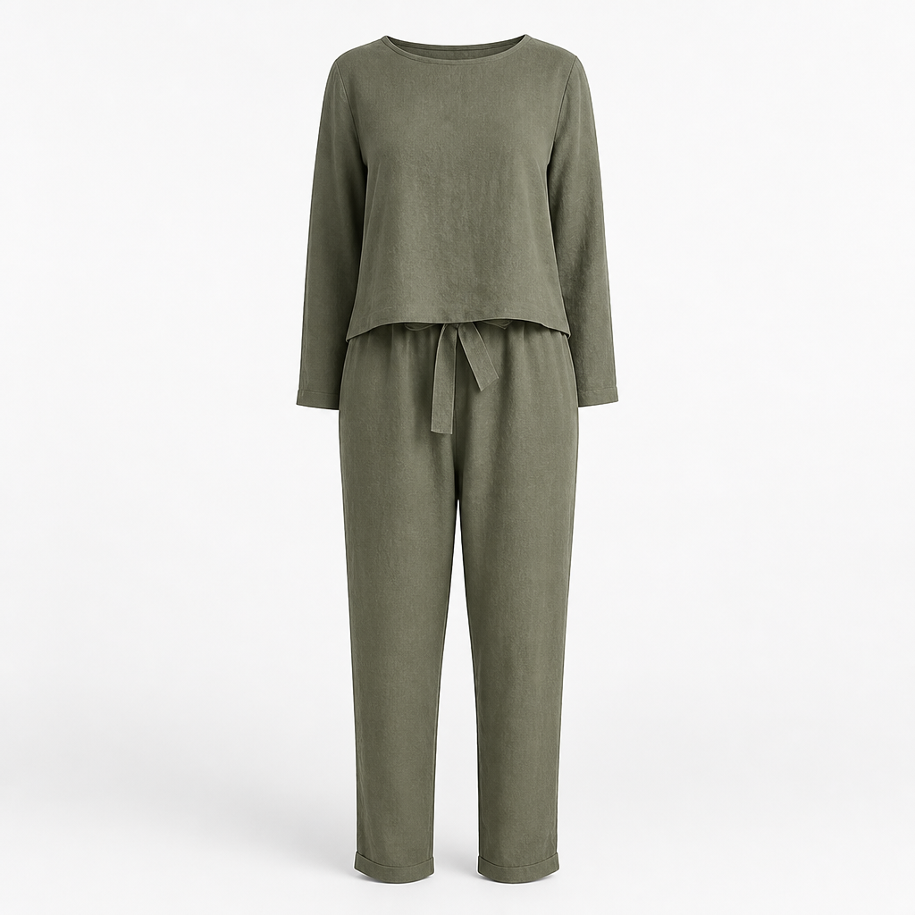 Women's Linen Jumpsuit Set | Relaxed Fit | Eco-Friendly Coordinated Top & Pants | Summer Outfit, Holiday Outfit