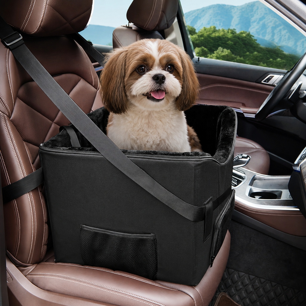 DogBedHouse Padded Elevated Dog Car Booster (Removable Washable Cover)