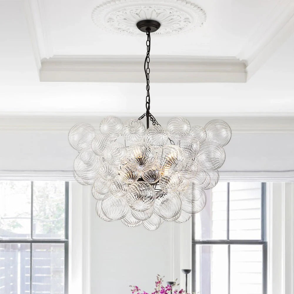 Eleni Clear Ribbed Glass Bubble Chandelier