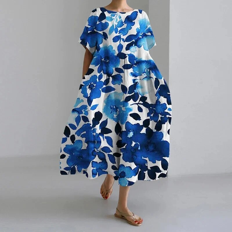 Avencea - Midi Dress with Floral Pattern