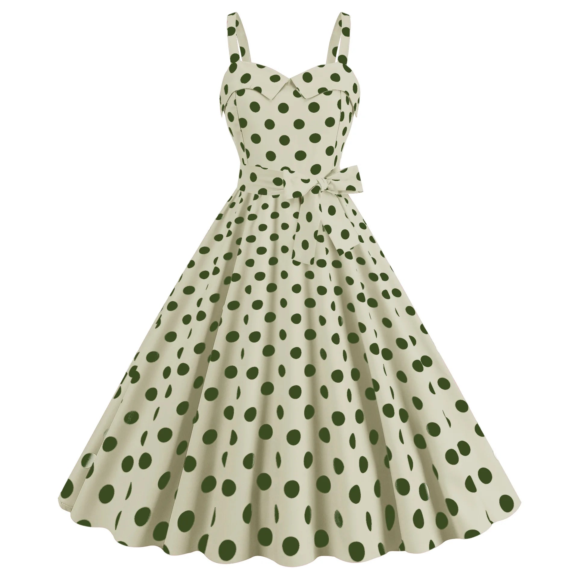 Elegant Women Polka Dot Dress Summer Hepburn 1950s 60s Vintage Sexy Halter Rockabilly Retro Party Office Dresses 2026 Robe Pinup