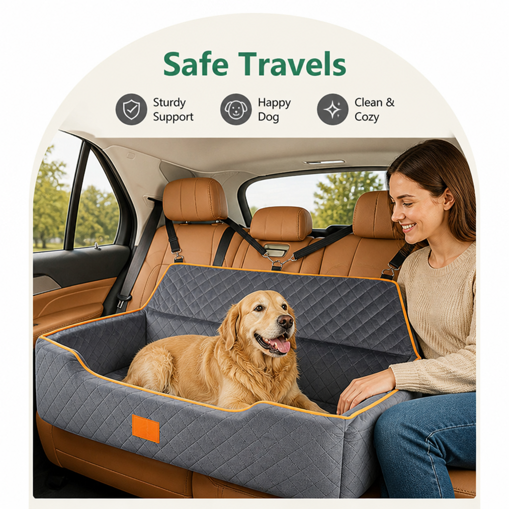 DogBedHouse Thick Padded & Washable Booster Dog Car Seat (Detachable Cover)