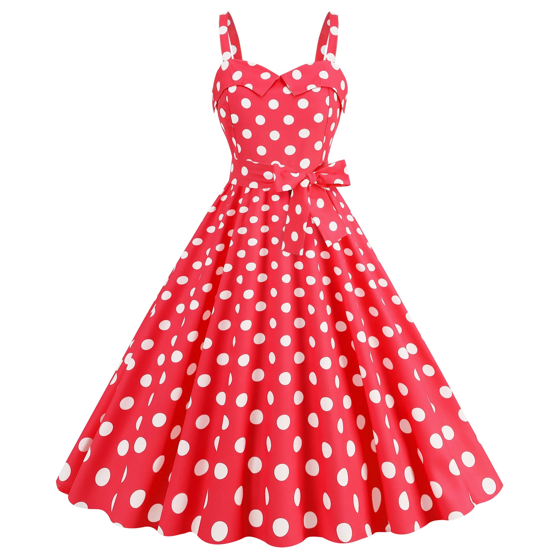 Elegant Women Polka Dot Dress Summer Hepburn 1950s 60s Vintage Sexy Halter Rockabilly Retro Party Office Dresses 2026 Robe Pinup
