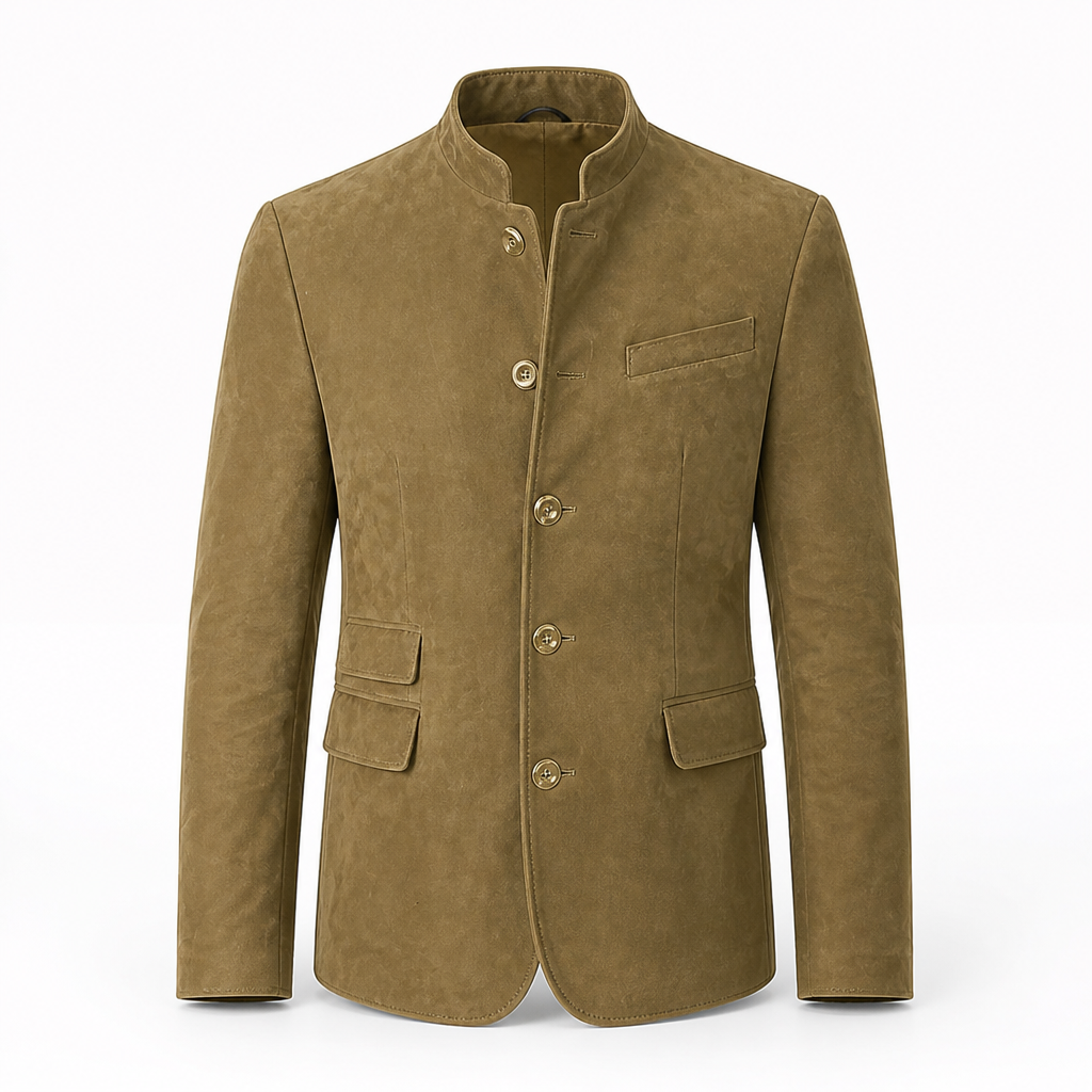 Men's Suede Blazer | Regular Fit | Single-Breasted, Button Closure, Notch Lapel | Smart Casual Business Casual