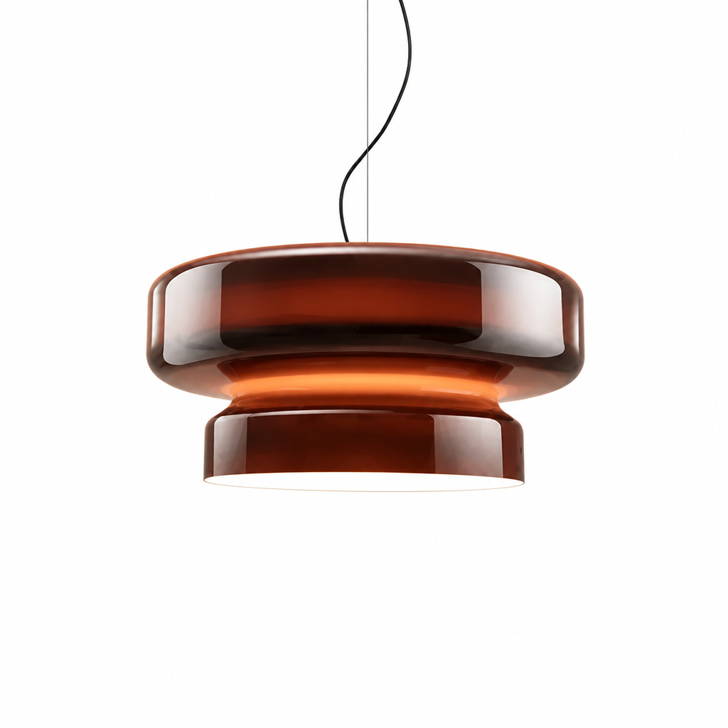 Hängende Pendelleuchte | Moderner Runder LED-Ring | Glasschirm, 36 cm Durchmesser