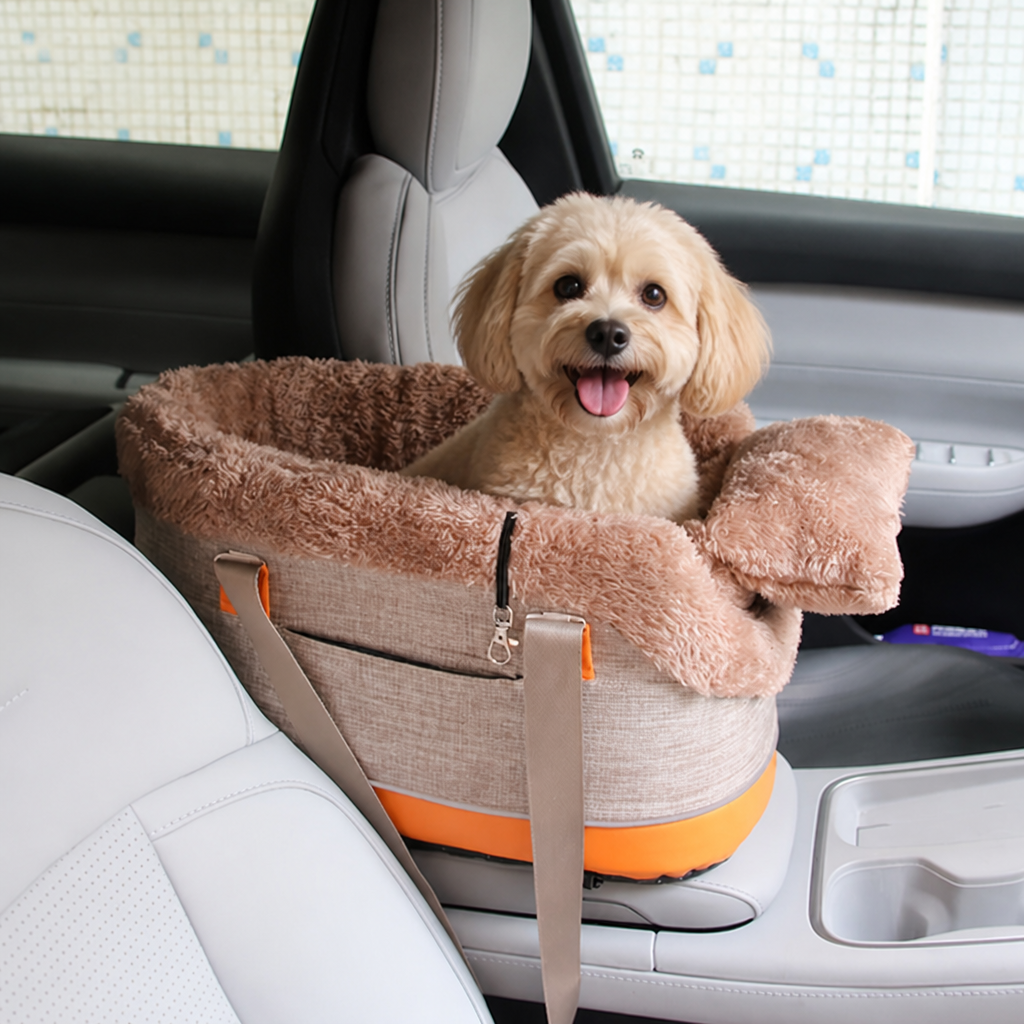 DogBedHouse Polyester Armrest Nest & Organizer Pet Car Seat (Center Console Fit)