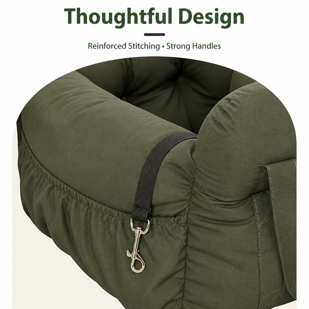 DogBedHouse Non-Slip & Washable Booster Dog Car Seat (Adjustable Safety Straps)