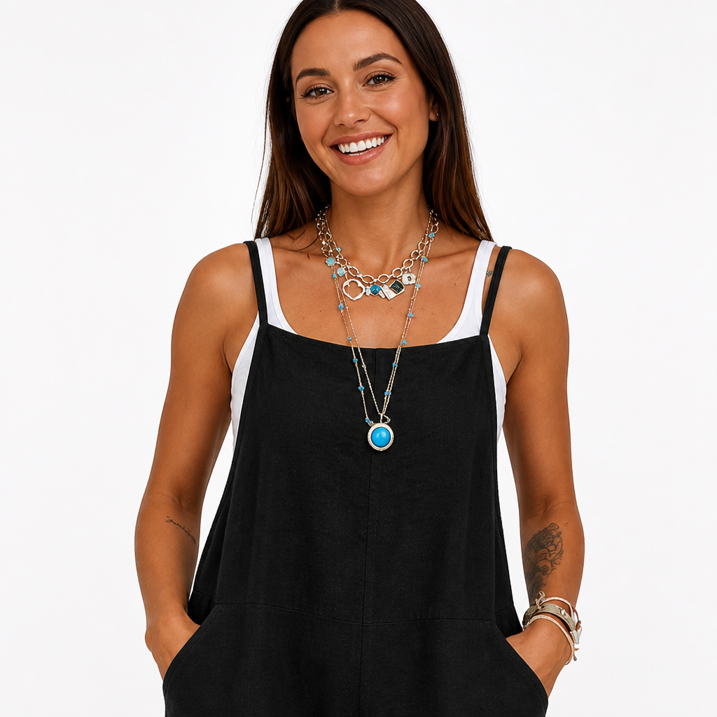 Women's Jumpsuit Spaghetti Strap | Relaxed Fit | Wide Leg, Full Length | Summer Holiday Outfit, Weekend Getaway