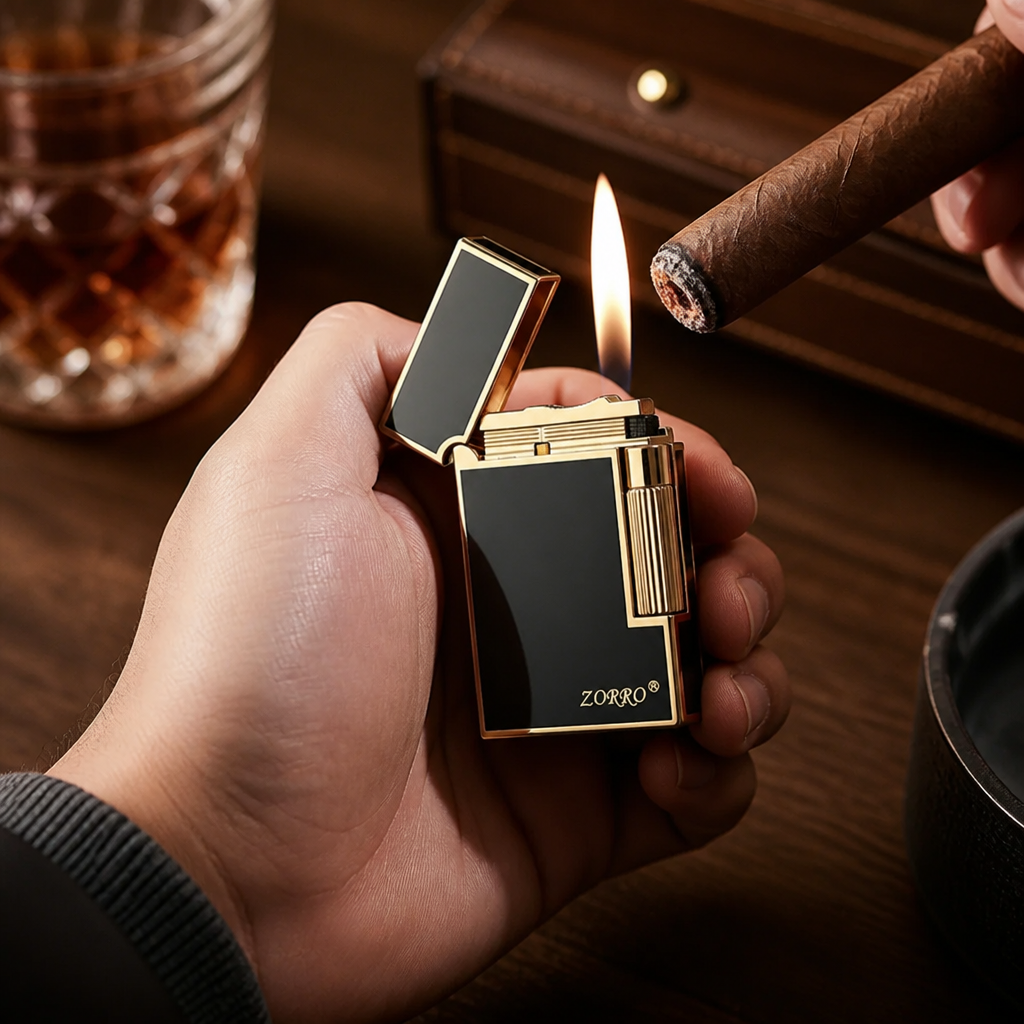 Refillable Butane Side-Pulley Metal Lighter (Gift Box Option)