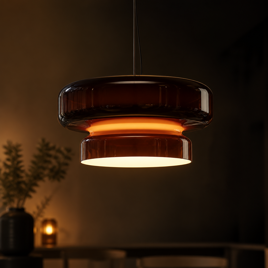 Hängende Pendelleuchte | Moderner Runder LED-Ring | Glasschirm, 36 cm Durchmesser